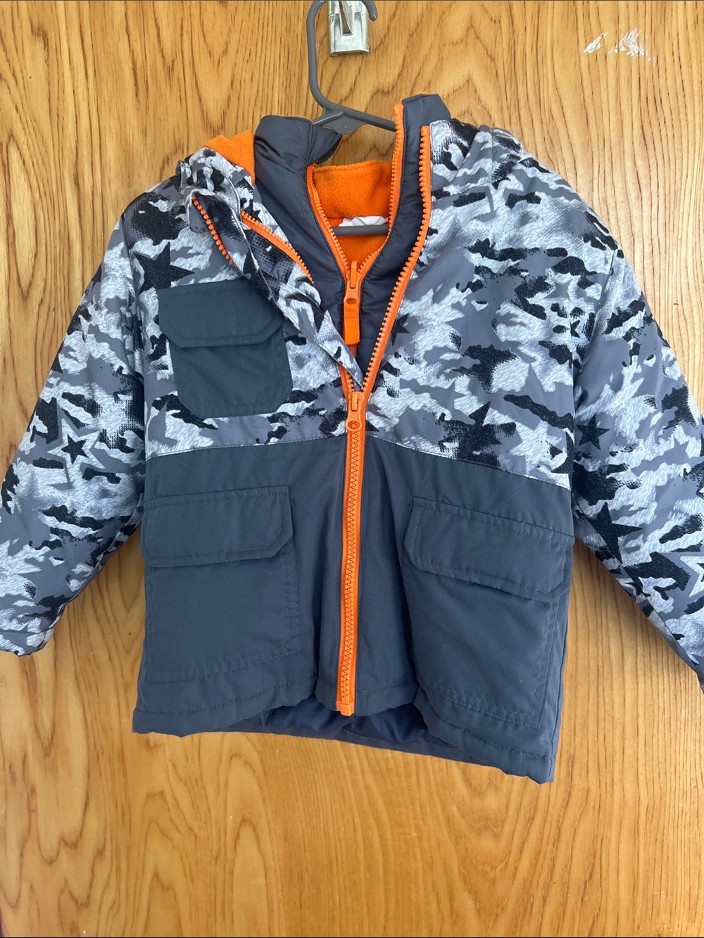 Swiss Tech Kids Gray Camo & Orange Hooded Jacket